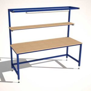 Packing Table with Upper Shelf & Lighting Rail