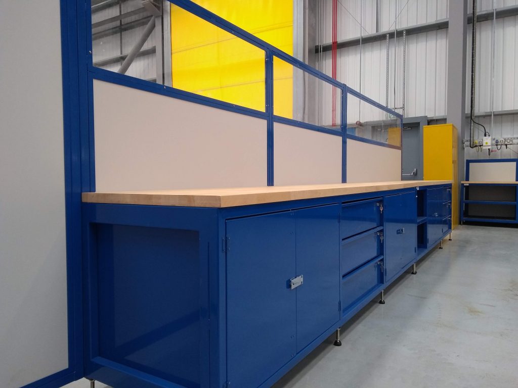 Heavy duty custom fit Steel locker bench Packing Tables by Spaceguard