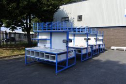 blue workbenches
